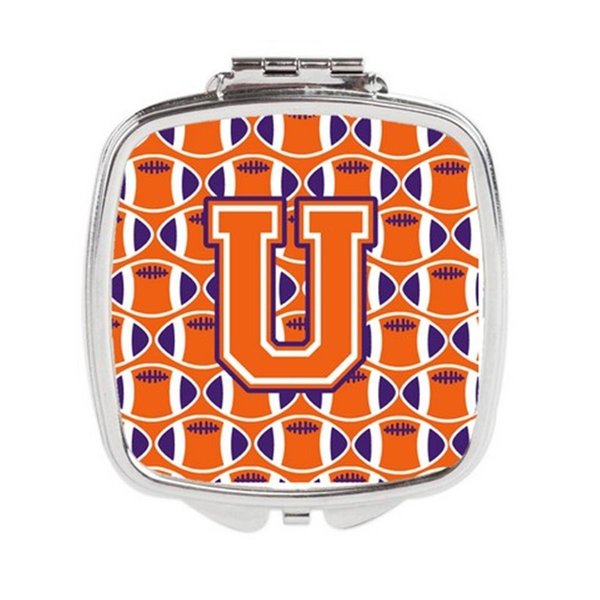 Carolines Treasures Letter U Football Orange, White and Regalia Compact Mirror CJ1072-USCM